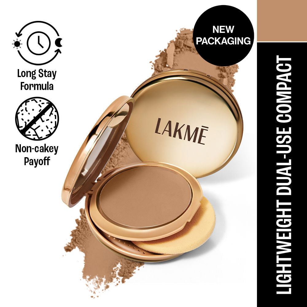 9 To 5 Unreal Dual Cover Pressed Powder, 2 In 1 Compact + Foundation - 34 Almond