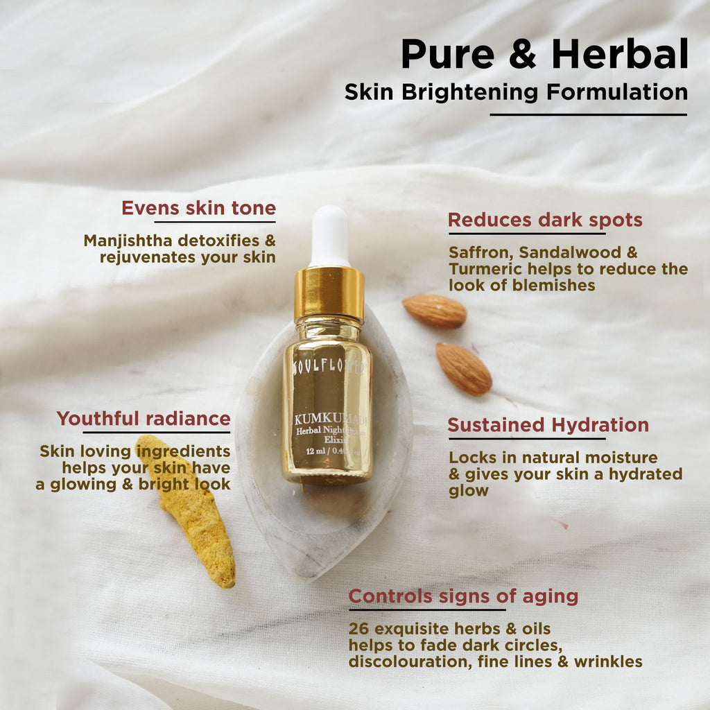 Kumkumadi Tailam Saffron Night Serum Face Oil for Skin Glow, Anti Aging, Dark Spots