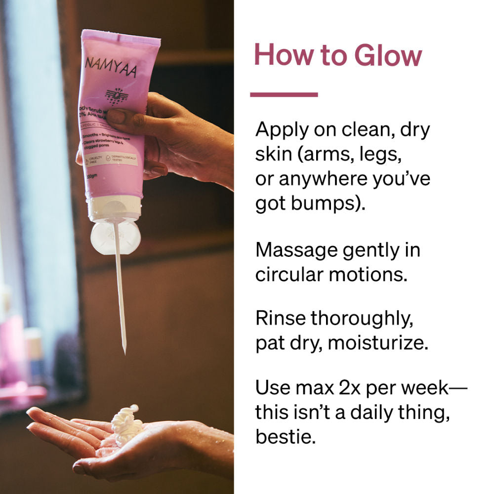 Body Scrub With 10% AHA BHA - Glycolic, Lactic & Salicylic Acid Exfoliator