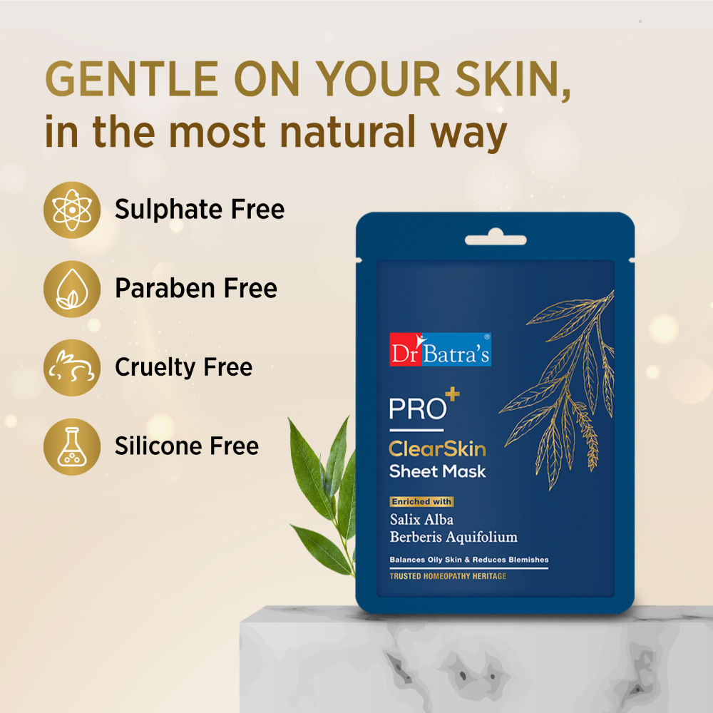 Dr Batras Pro + Clear Skin Sheet Mask,Get Glowing Skin, Paraben free,All Skin Type,Natural Extract