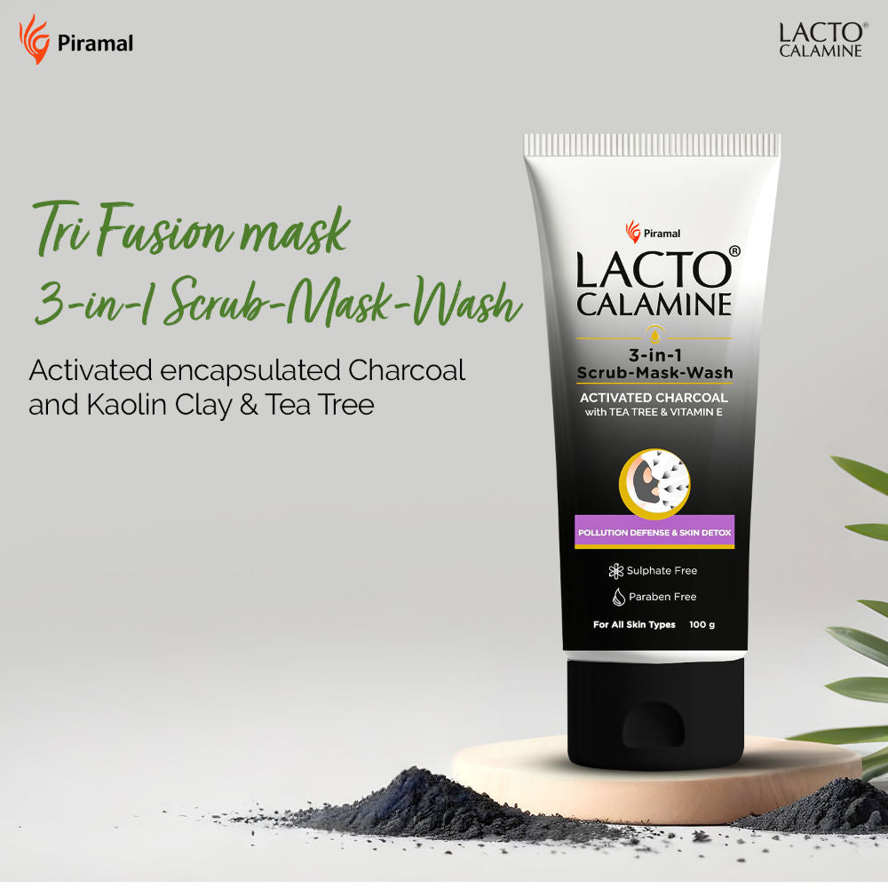 3 - In - 1 Charcoal Face Scrub - Mask - Wash