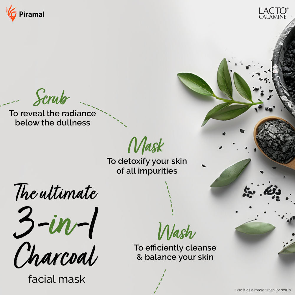3 - In - 1 Charcoal Face Scrub - Mask - Wash