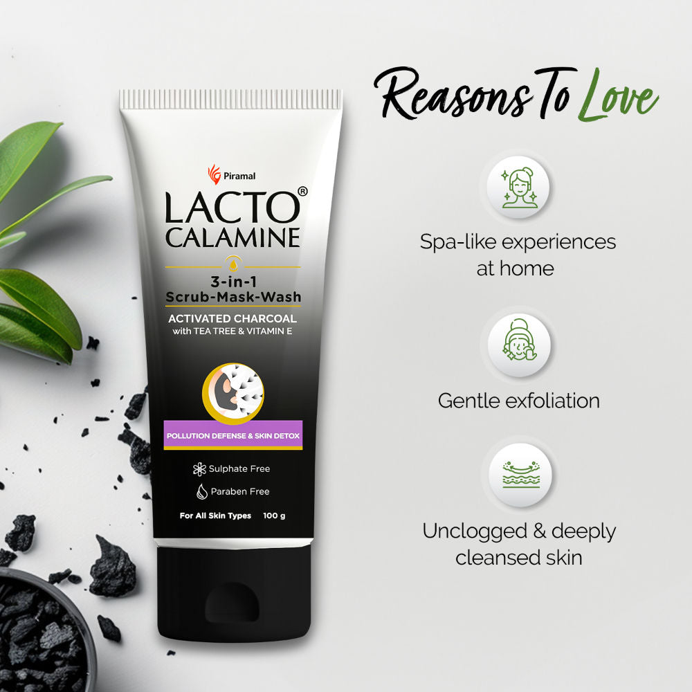 3 - In - 1 Charcoal Face Scrub - Mask - Wash