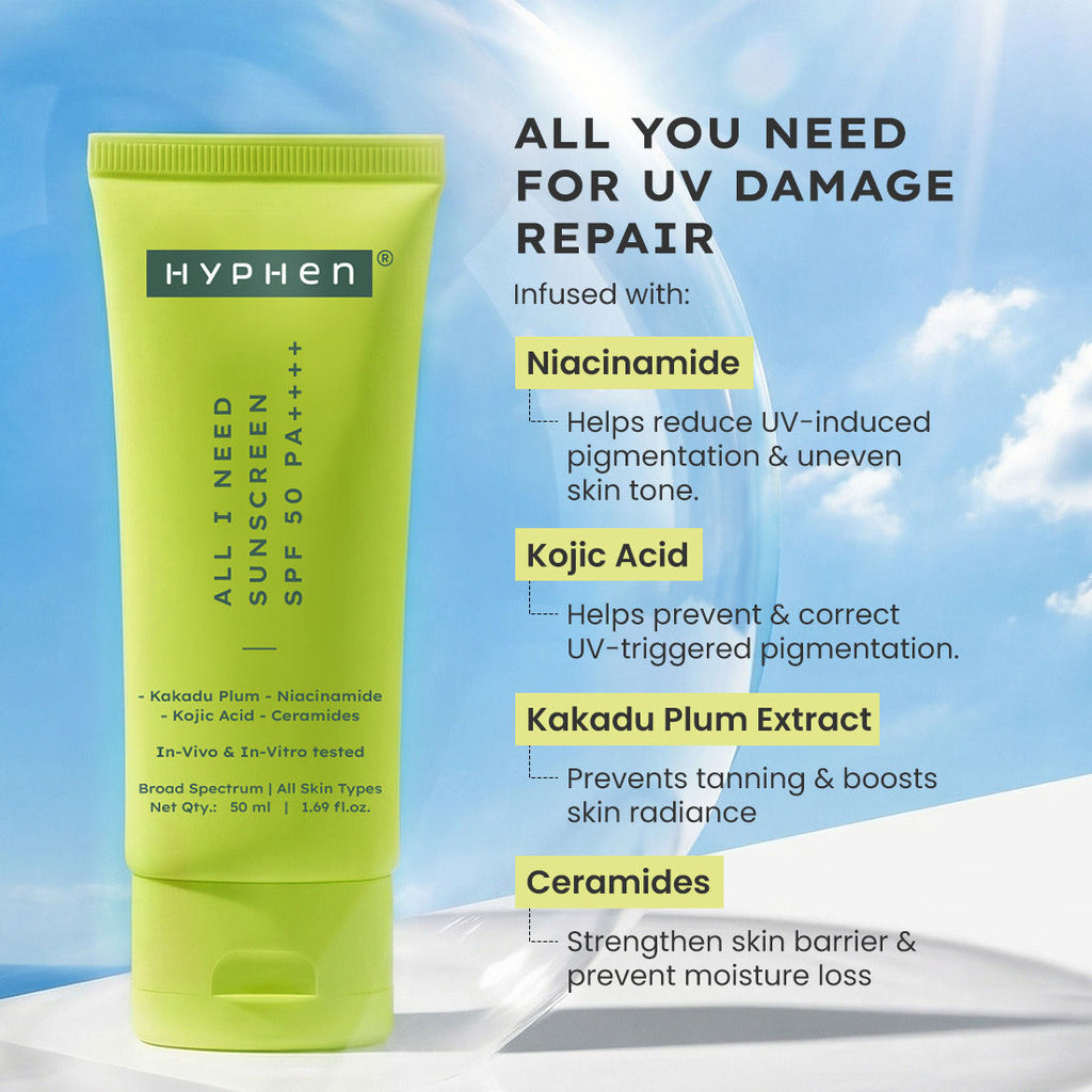 All I Need Sunscreen SPF50 PA++++, Moisturizes, Repairs UV Damage, In-Vivo Tested