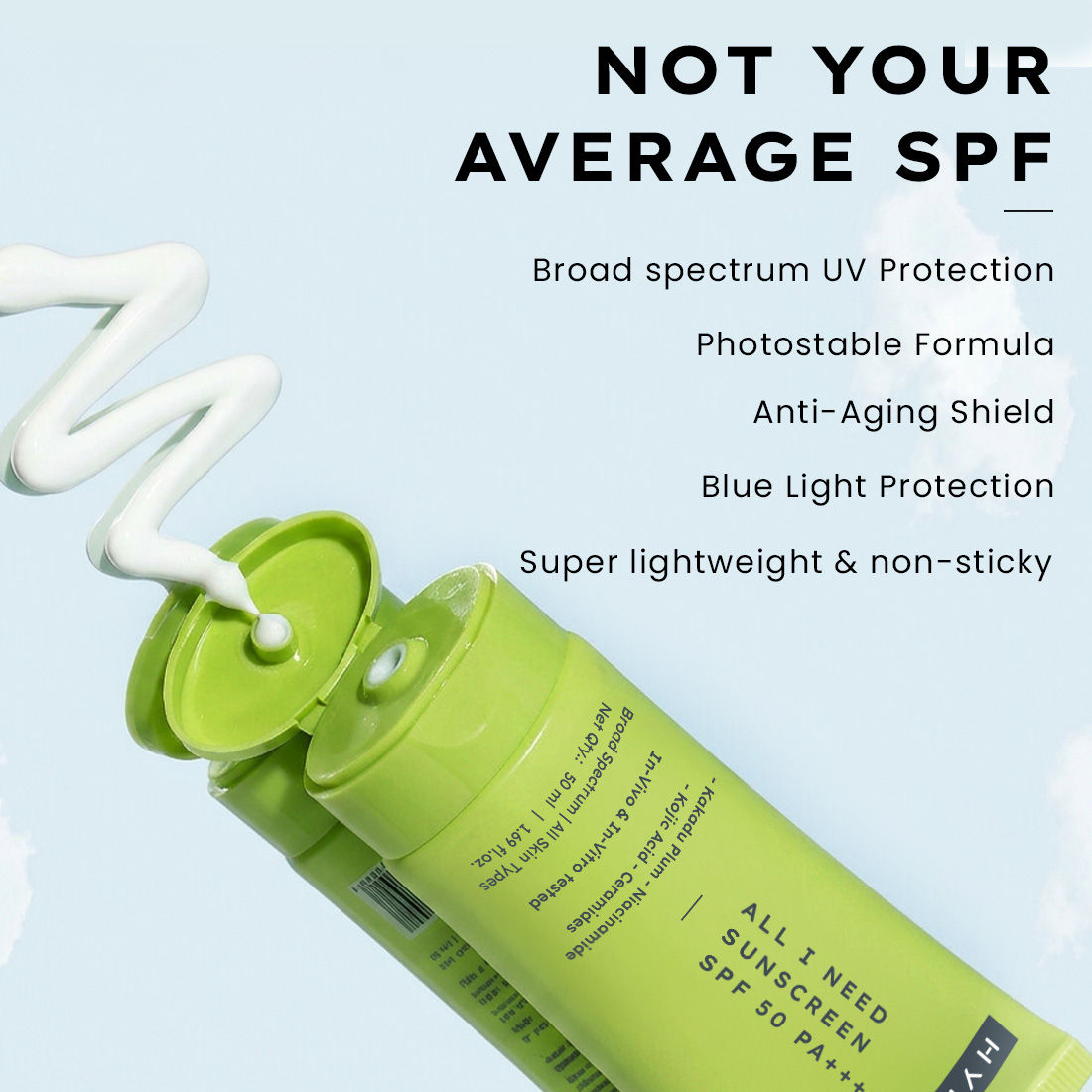All I Need Sunscreen SPF50 PA++++, Moisturizes, Repairs UV Damage, In-Vivo Tested