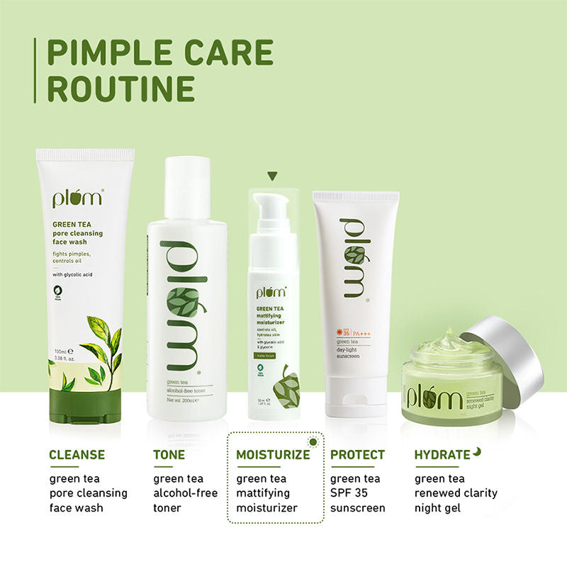 Green Tea Mattifying Moisturizer With Glycolic Acid & Glycerin For matte finish controls oil,hydrates skin