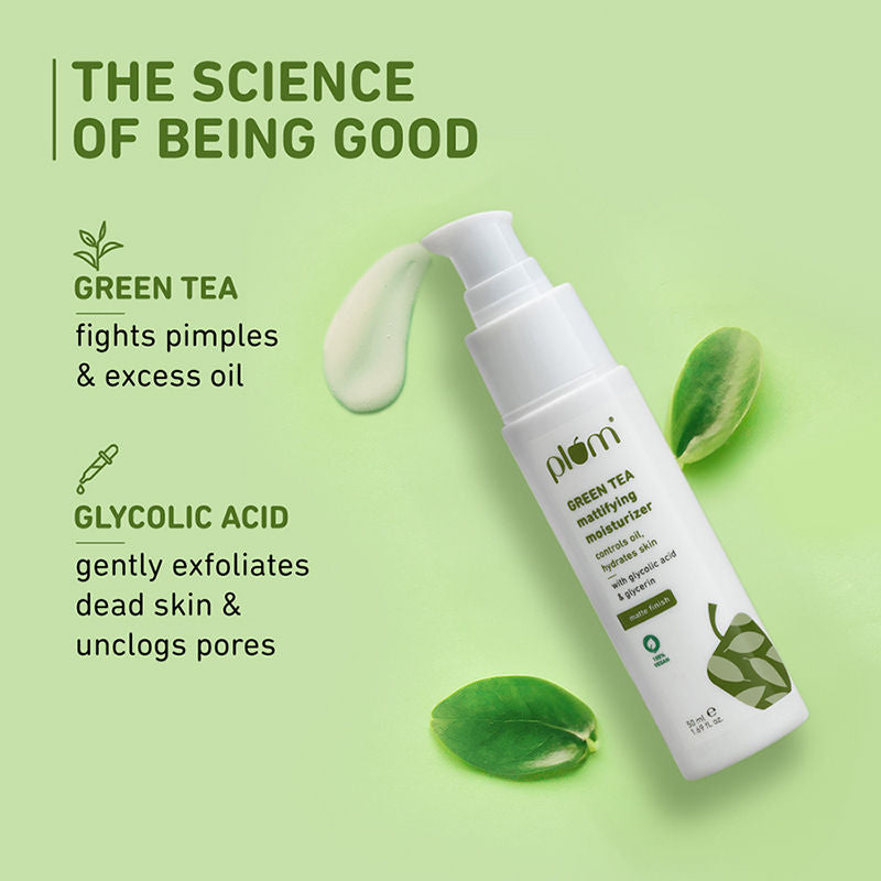 Green Tea Mattifying Moisturizer With Glycolic Acid & Glycerin For matte finish controls oil,hydrates skin