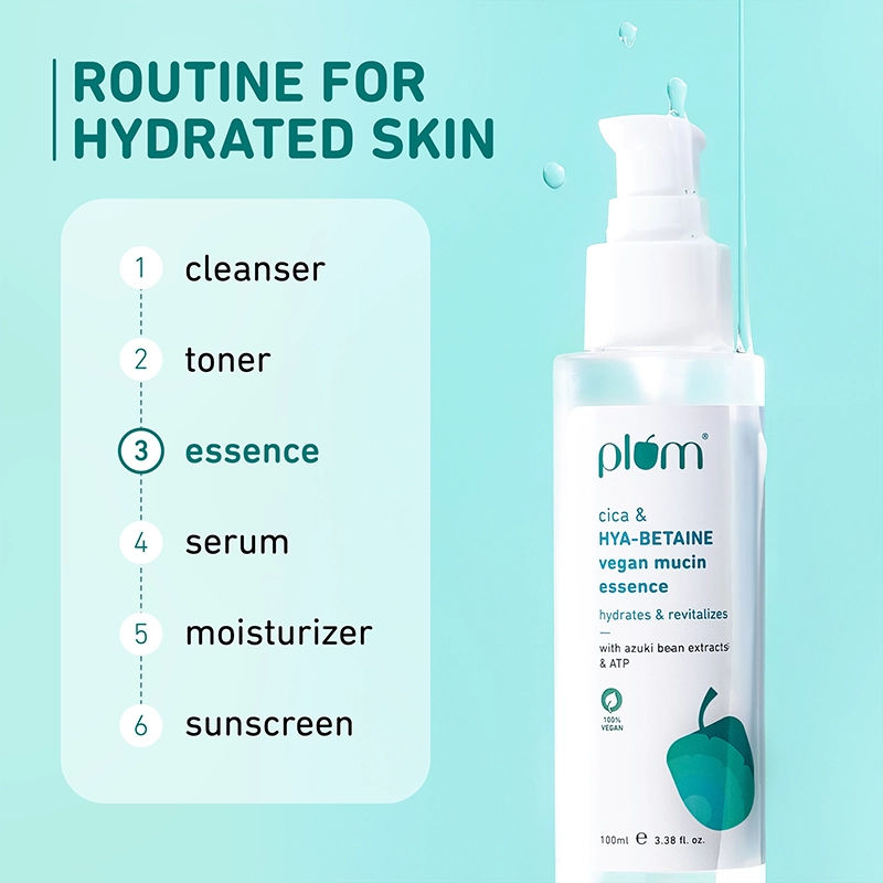 Vegan Mucin Essence with Cica & Hya-Betaine for Soothing, Multi-Layer 72-Hr Hydration
