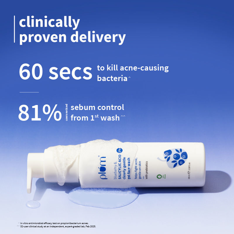 1% Salicylic Acid & Blueberry Clearly Gentle Gel Face Wash, For Acne Prone & Oily Skin