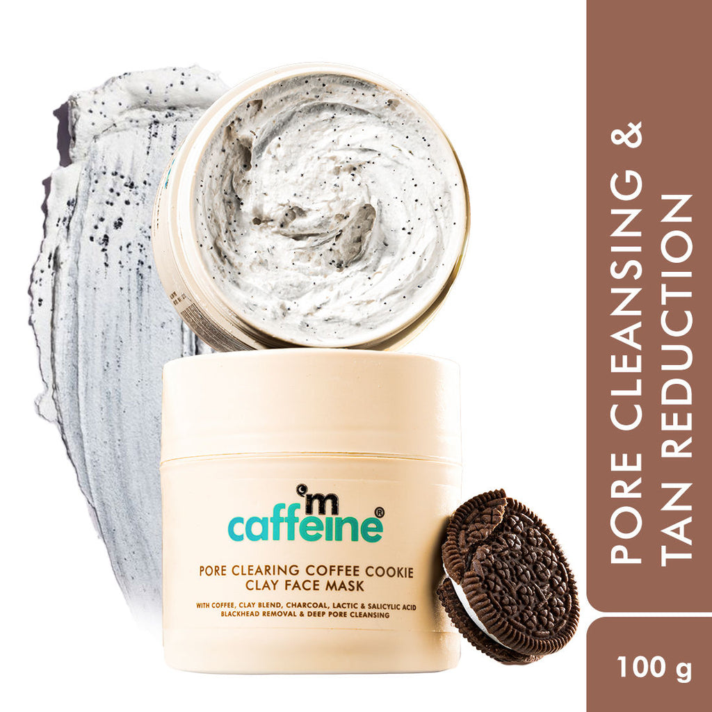 Pore Cleanse Coffee Cookie Detan Face Mask 9% AHA BHA, 3% Charcoal, Coffee Clay Mask
