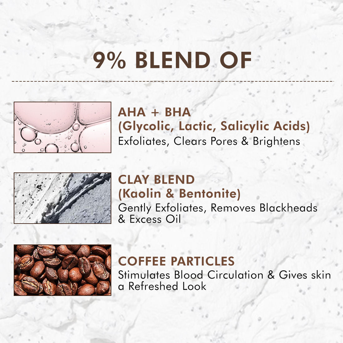 Pore Cleanse Coffee Cookie Detan Face Mask 9% AHA BHA, 3% Charcoal, Coffee Clay Mask