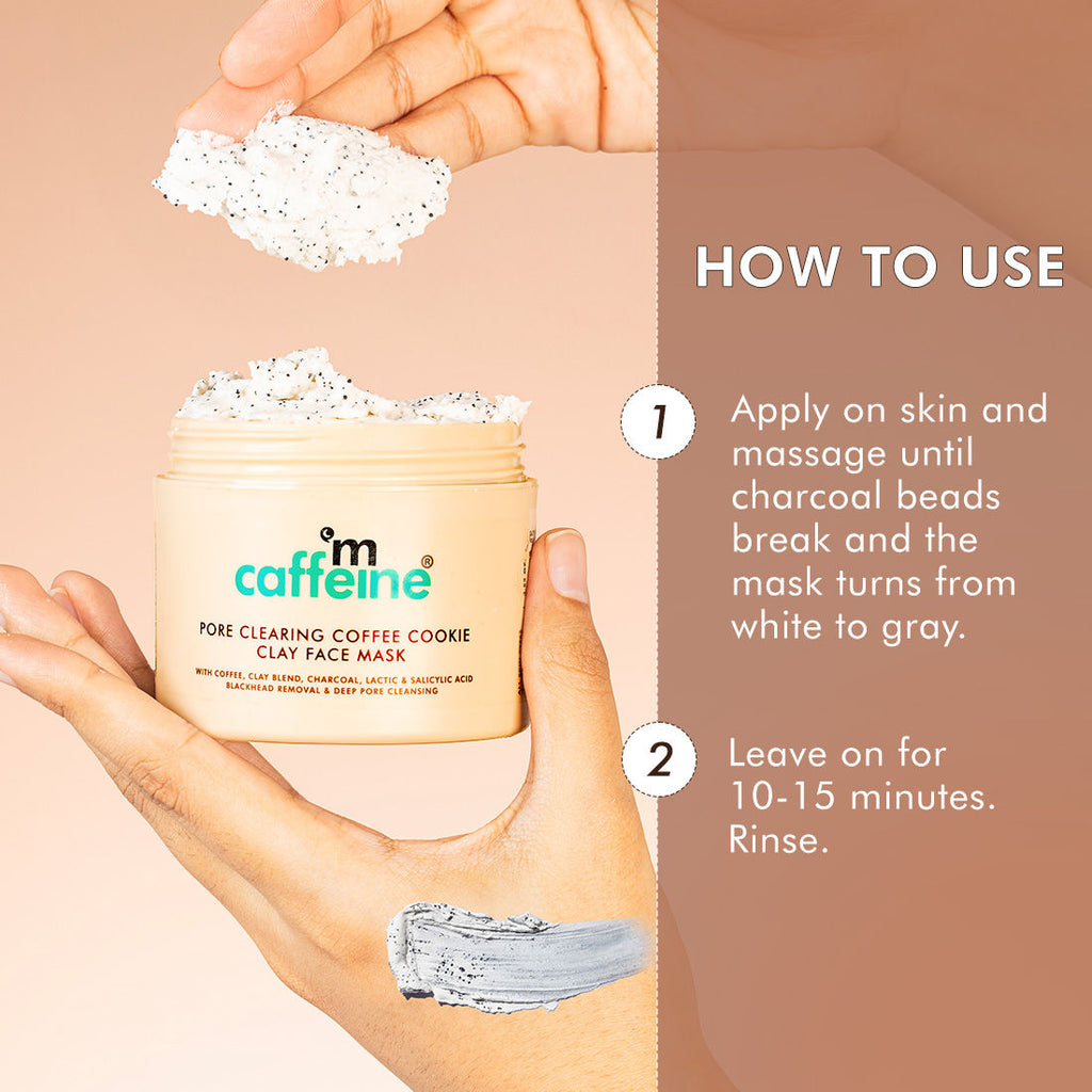 Pore Cleanse Coffee Cookie Detan Face Mask 9% AHA BHA, 3% Charcoal, Coffee Clay Mask