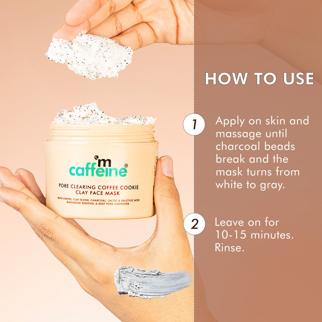 Pore Cleanse Coffee Cookie Detan Face Mask 9% AHA BHA, 3% Charcoal, Coffee Clay Mask