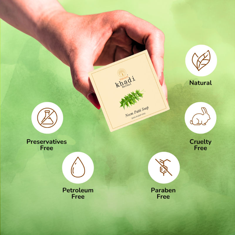 Herbal Neem Patti Soap, Bathing Bar with Neem Leaves, Cleansing Formula