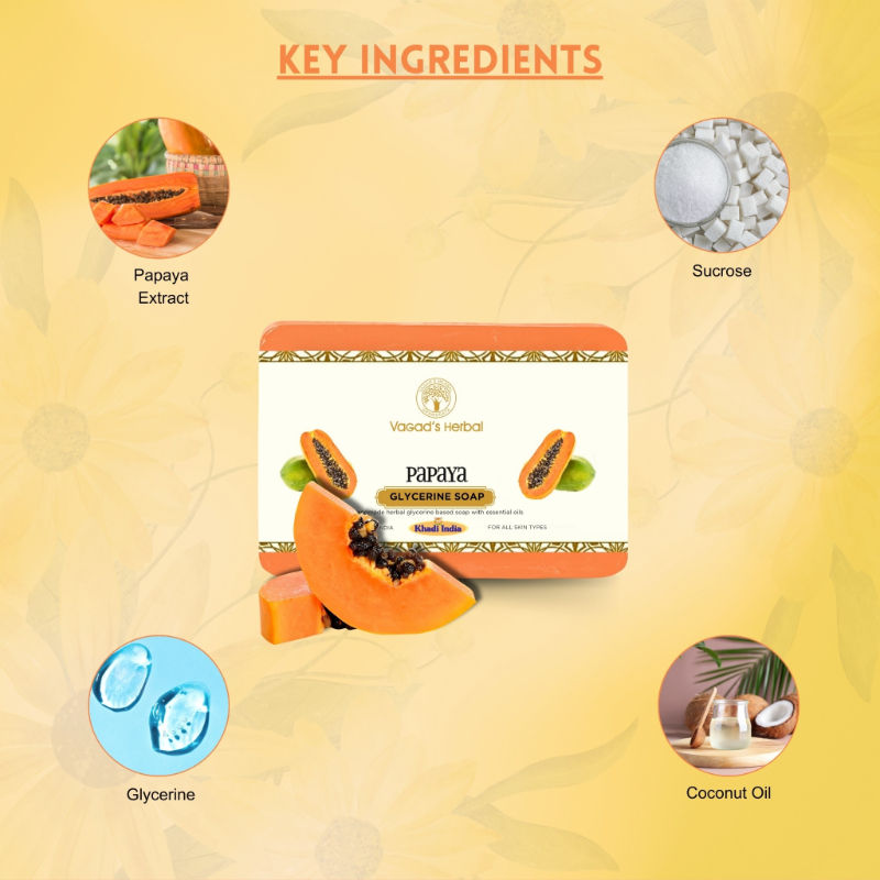 Herbal Papaya Soap, Refreshing Cleansing Formula, Glycerine Enriched