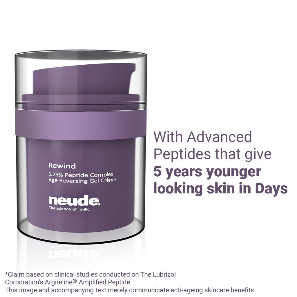 Neude Rewind Age Reversing Gel Creme Wrinkle & FineLine Reduction 5.25% Advanced Peptide Complex
