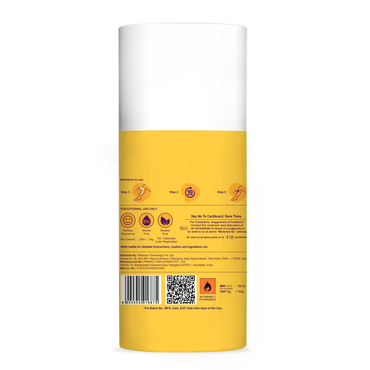 Hair Removal Spray Foam Spray Away Bikini & Underarms With Orange Peel For Detanning
