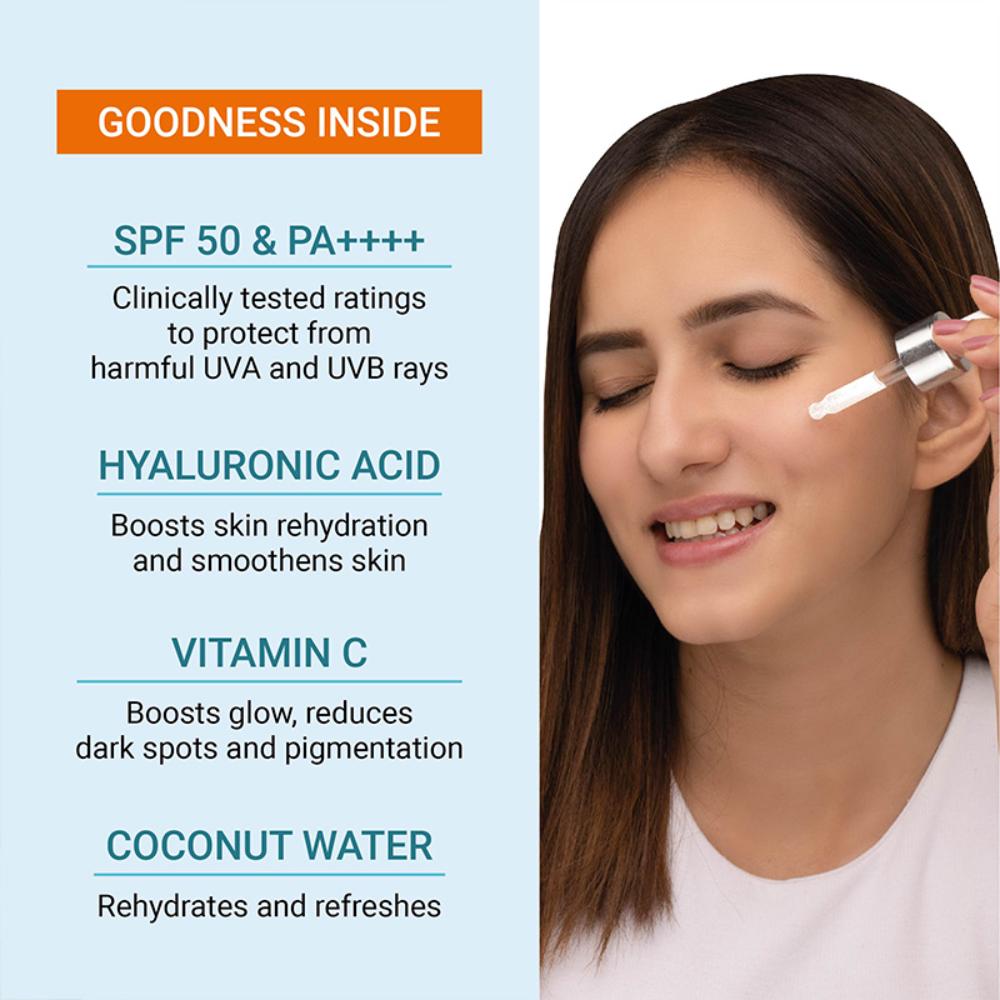 Invisible Sunscreen Serum SPF 50 PA+++ With Hyaluronic Acid & Vitamin C
