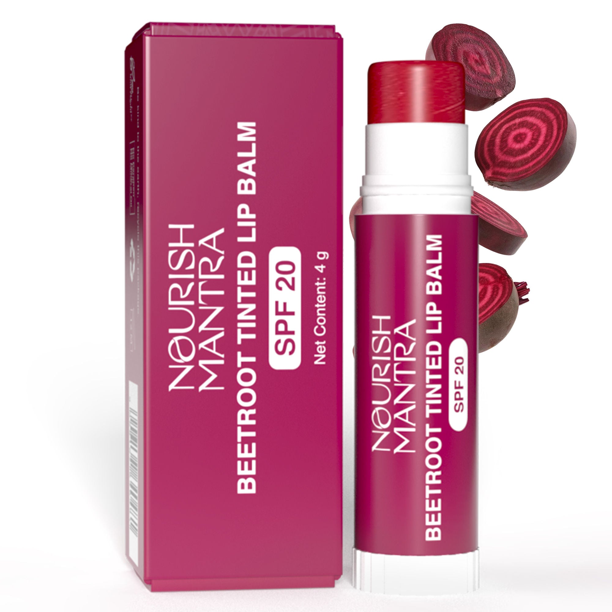Beetroot Tinted Lip Balm with SPF 20 for Smooth, Nourished & Protected Lips