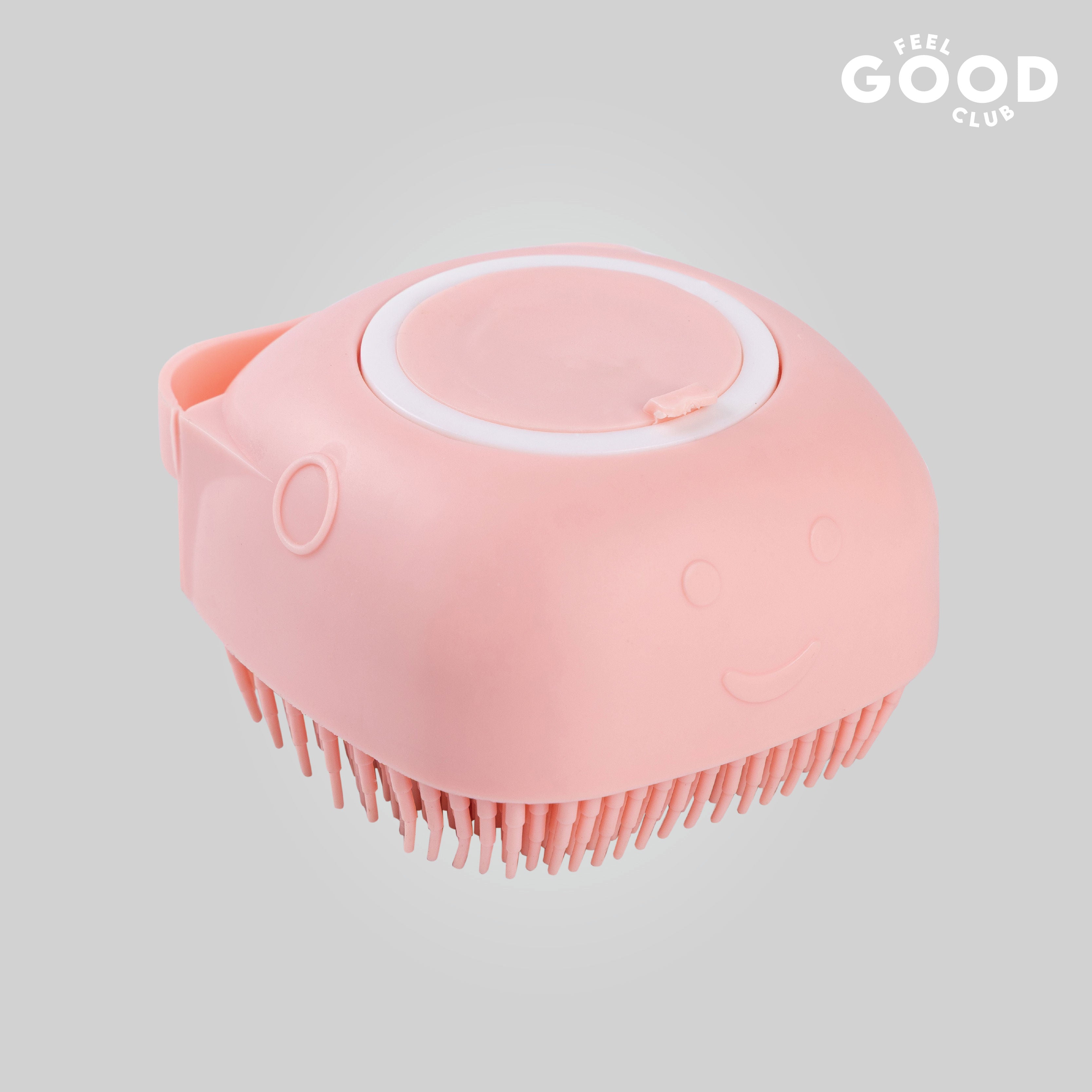 Pink Silicone Body Scrubber Loofah Bath Brush With Built-in Shower Gel/Soap Dispenser