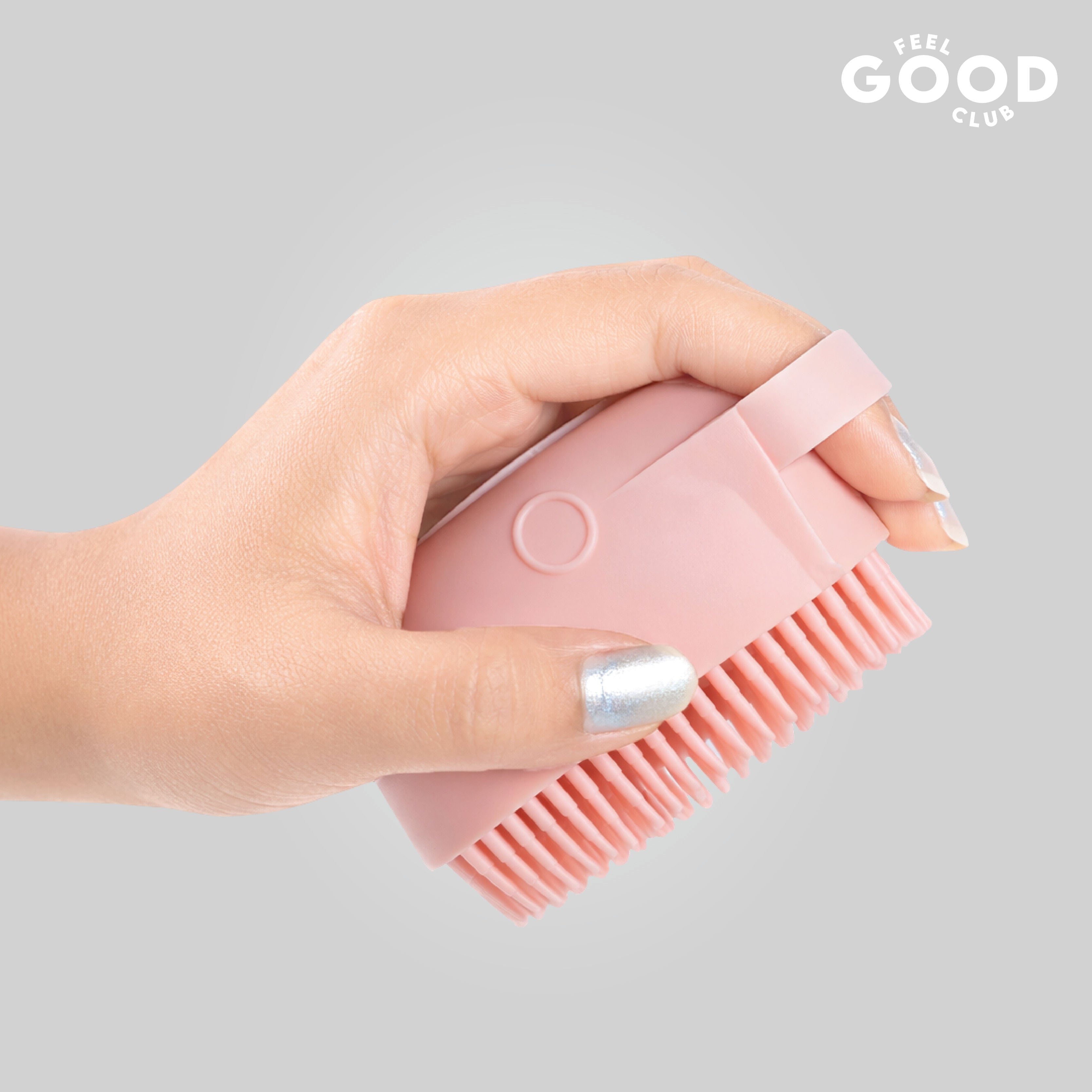 Pink Silicone Body Scrubber Loofah Bath Brush With Built-in Shower Gel/Soap Dispenser