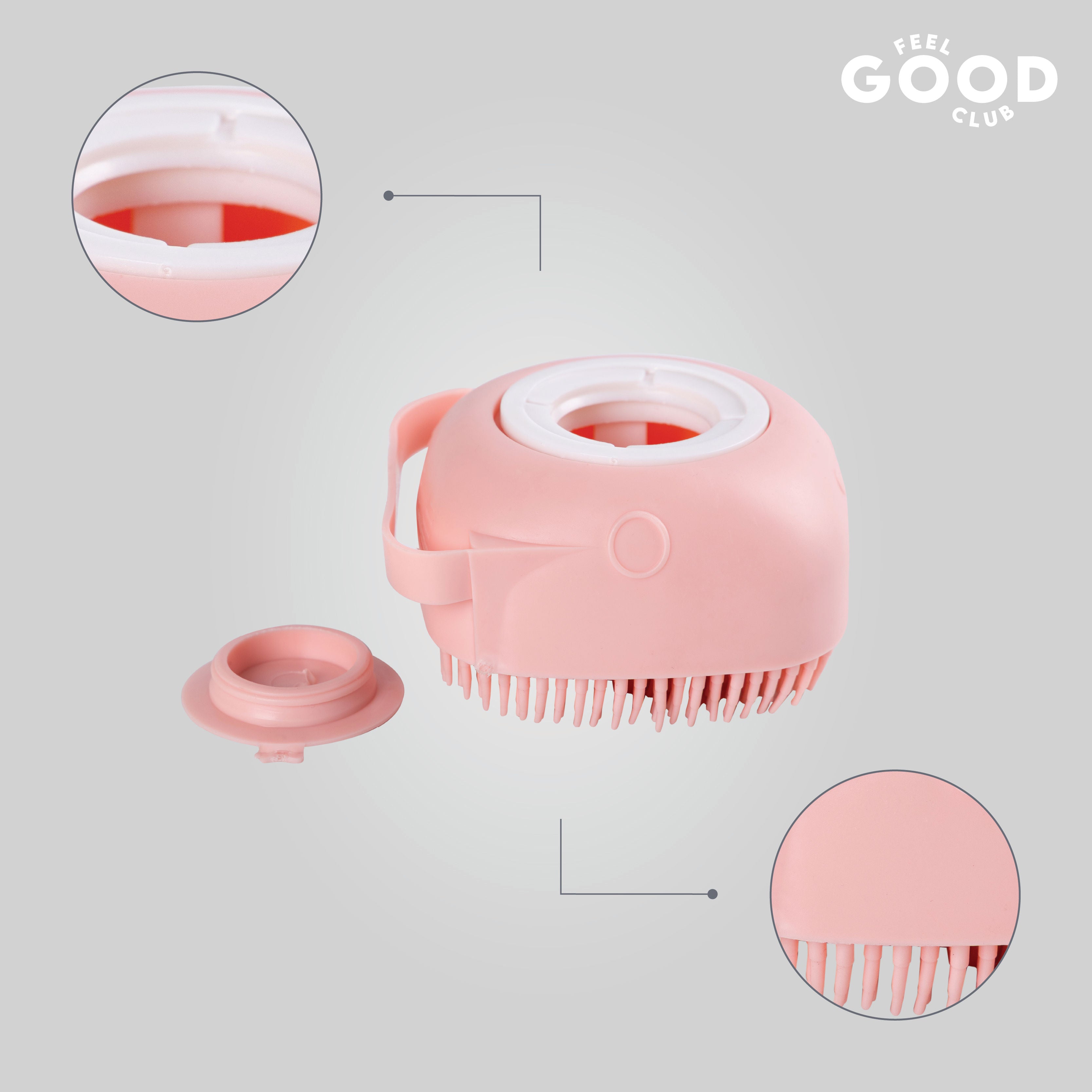 Pink Silicone Body Scrubber Loofah Bath Brush With Built-in Shower Gel/Soap Dispenser