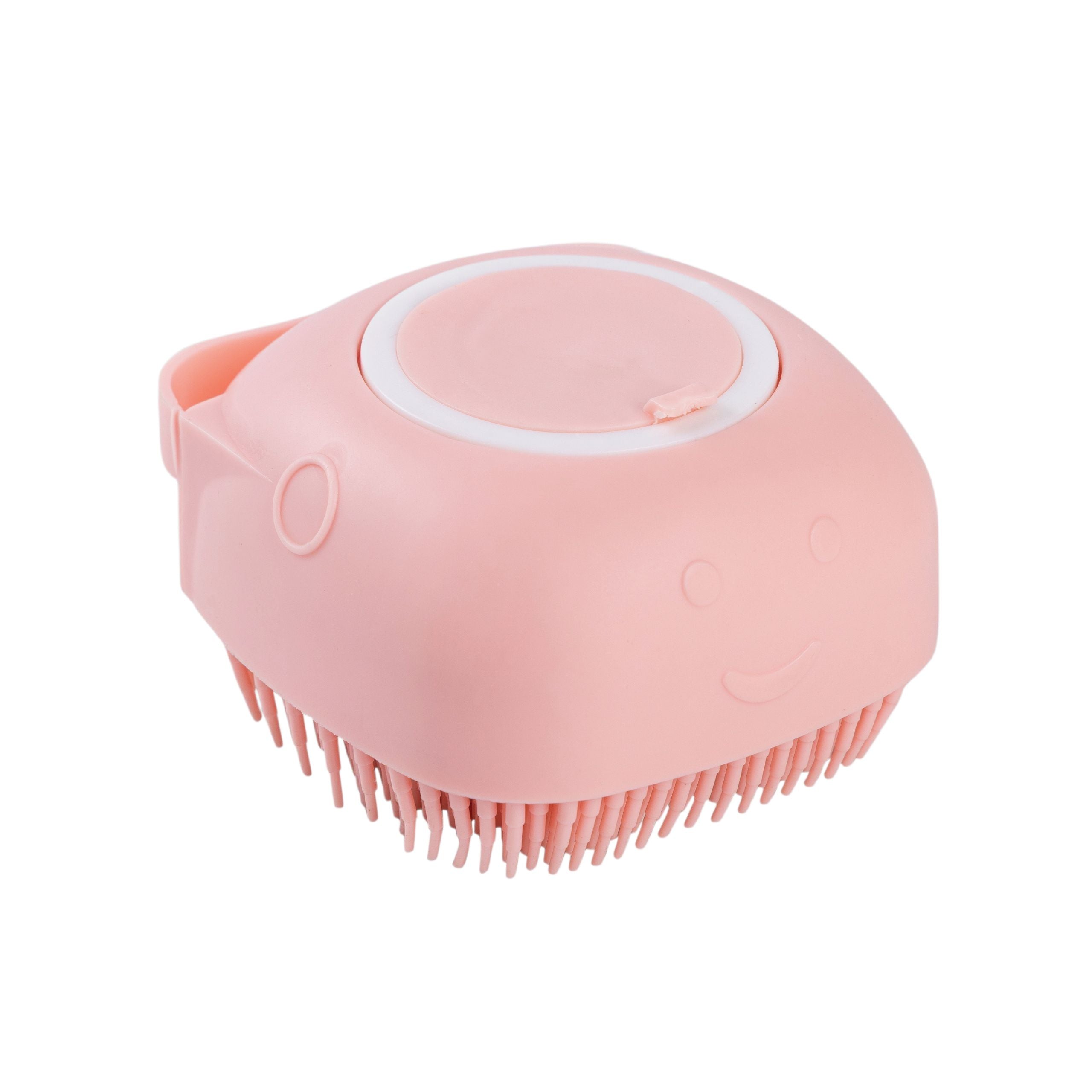 Pink Silicone Body Scrubber Loofah Bath Brush With Built-in Shower Gel/Soap Dispenser