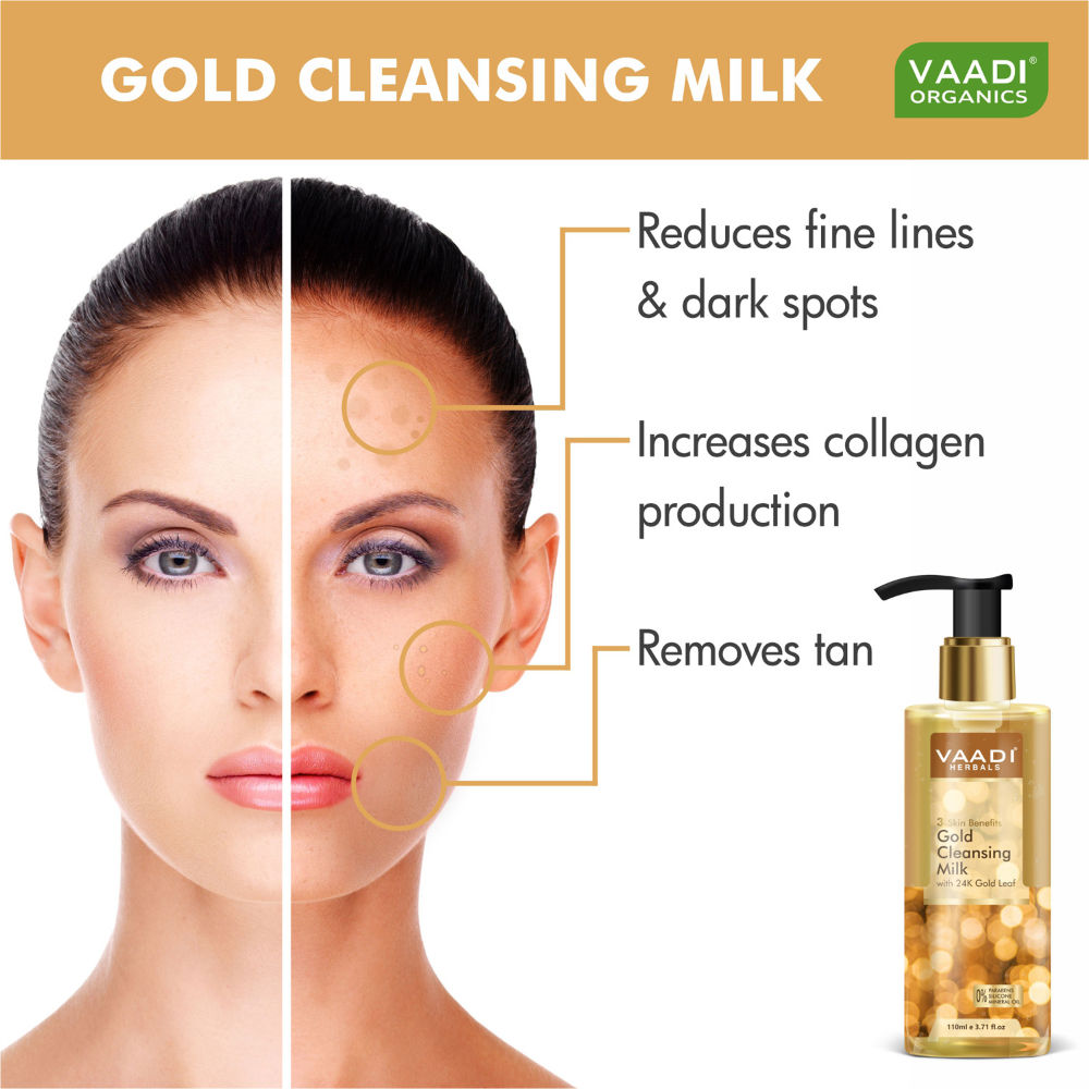 Gold Cleansing Milk With 24k Gold Leaf - 3-skin Benefits