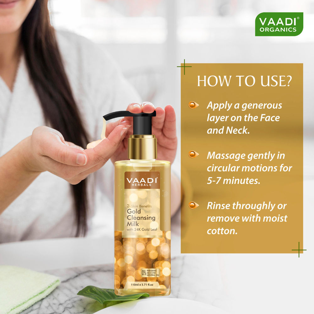 Gold Cleansing Milk With 24k Gold Leaf - 3-skin Benefits