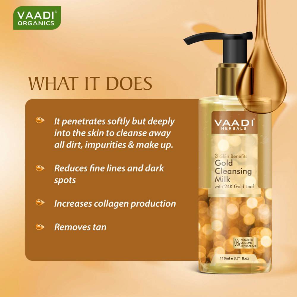 Gold Cleansing Milk With 24k Gold Leaf - 3-skin Benefits