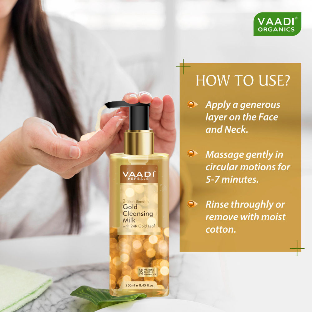 Gold Cleansing Milk With 24k Gold Leaf - 3-skin Benefits