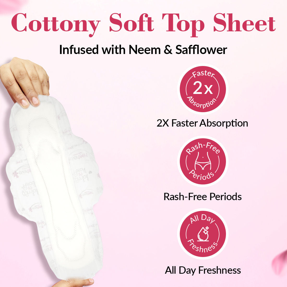 Period Care XL Soft Sanitary Napkins Pads - Neem & Safflower, Medium Flow
