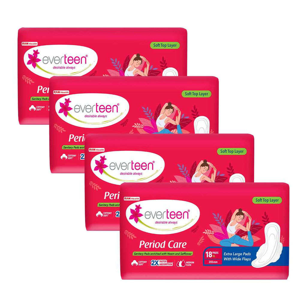 Period Care XL Soft Sanitary Napkins Pads - Neem & Safflower, Medium Flow - 72 pads