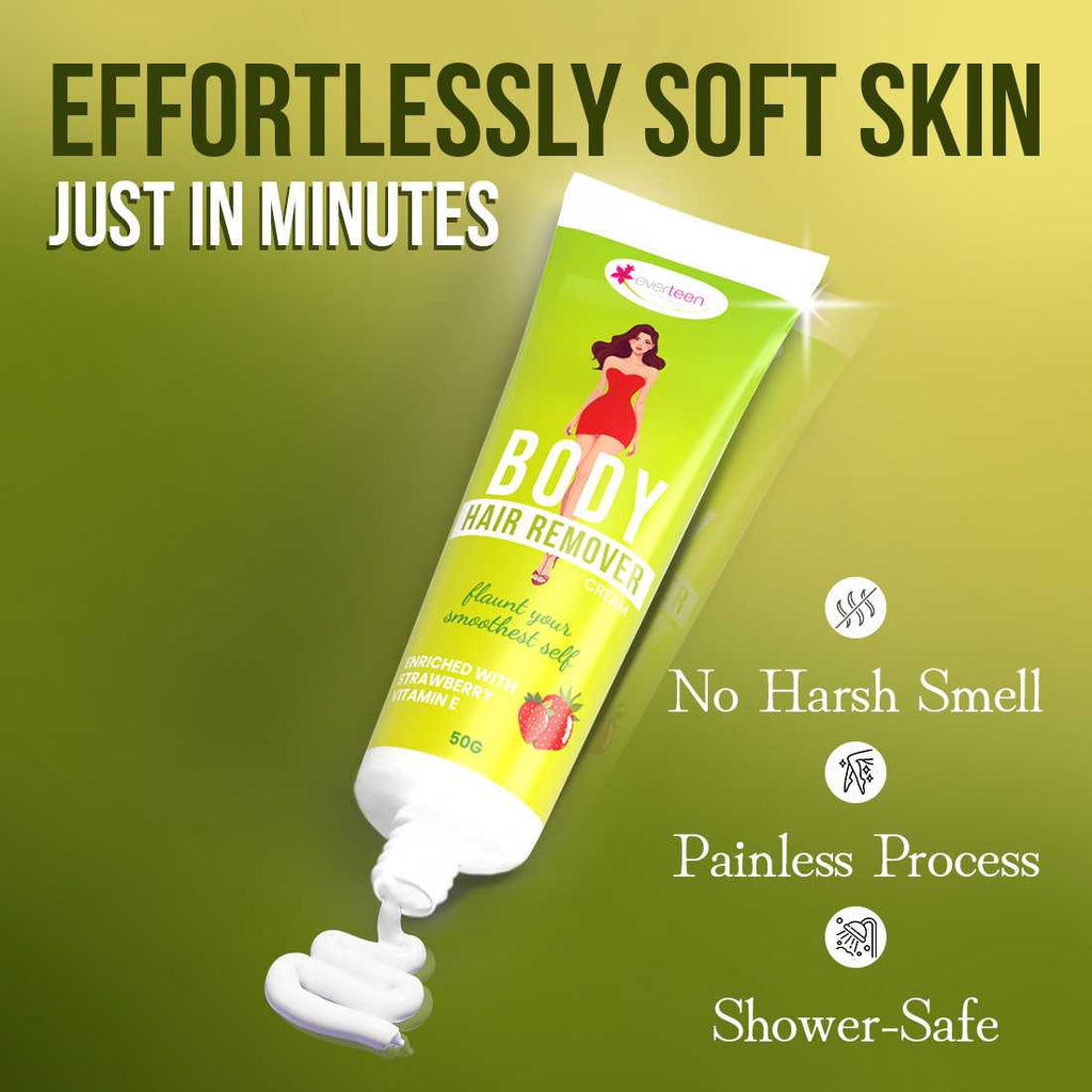 Body Hair Remover Cream - Strawberry, Vitamin E & Almond Oil