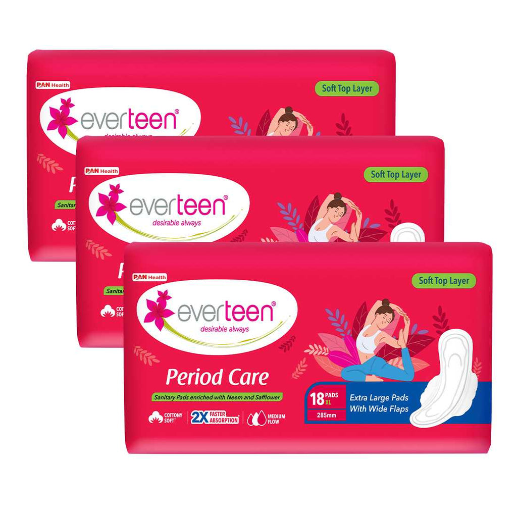 Period Care XL Soft Sanitary Napkins Pads - Neem & Safflower, Medium Flow - 54 pads