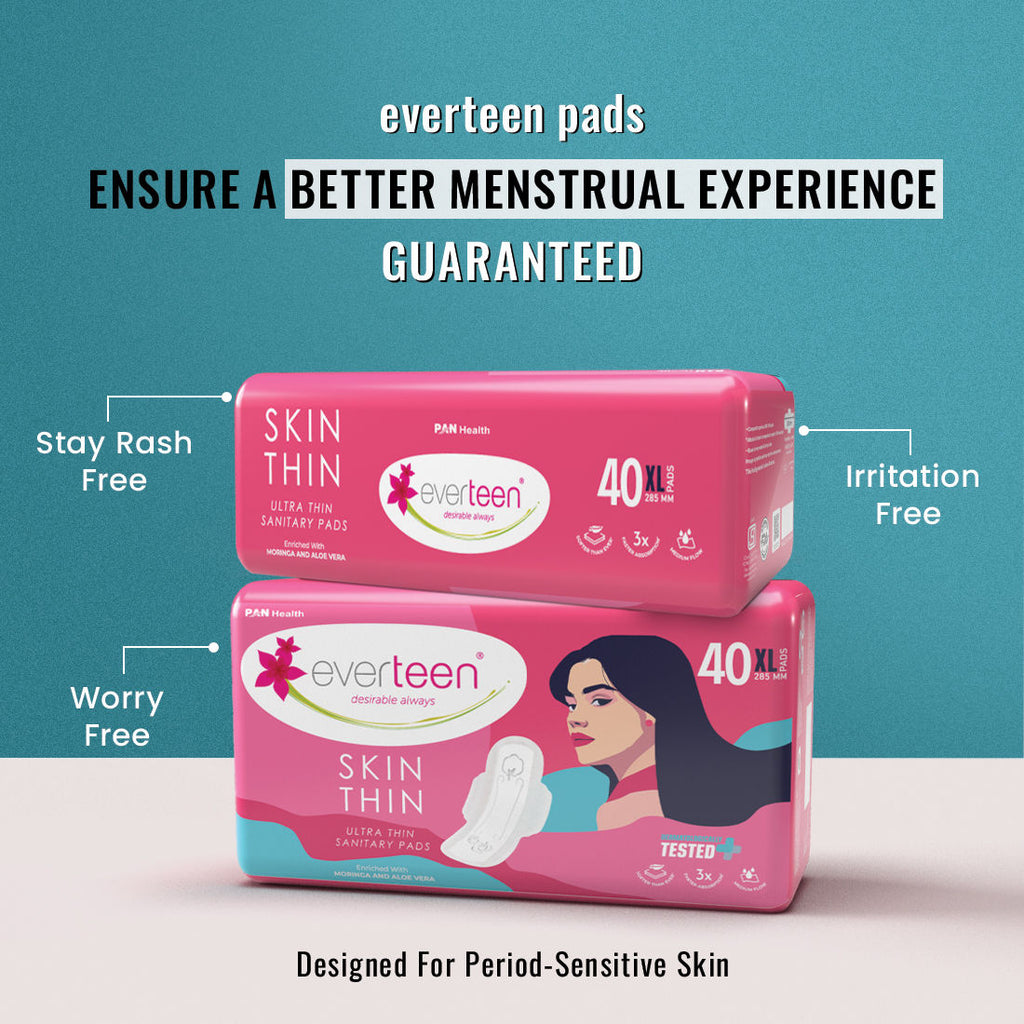 Skin Thin XL Sanitary Napkin Pads - Ultra Thin, Rash-Free, Moringa & Aloe Vera