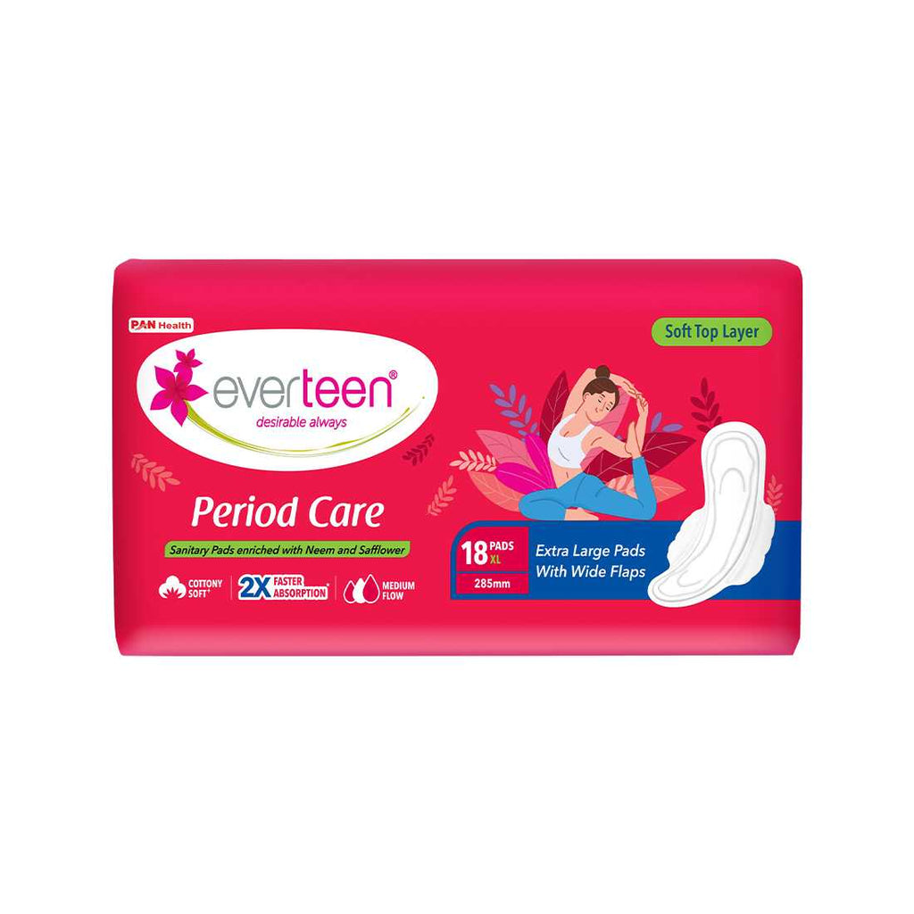 Period Care XL Soft Sanitary Napkins Pads - Neem & Safflower, Medium Flow - 18 pads