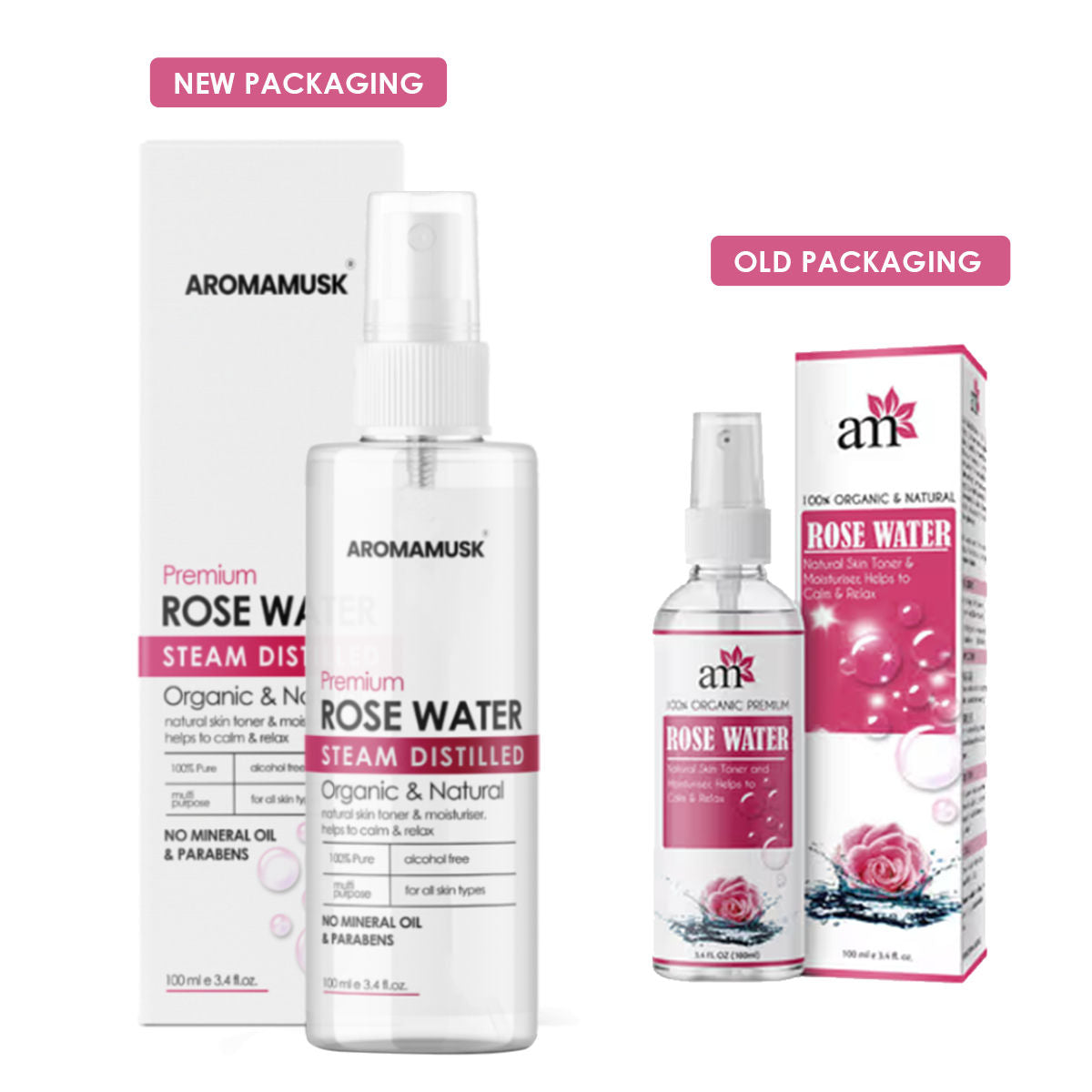 100% Organic & Natural Premium Rose Water For Face & Skin