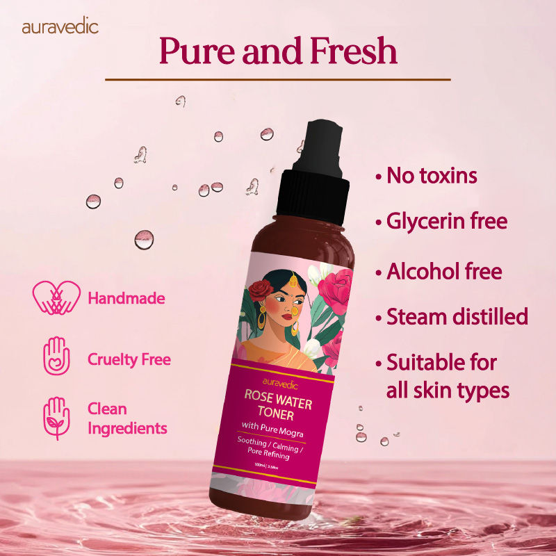 Rose Water Face Toner Spray Mogra Rose Water Spray Toner for Glowing Skin Toner Mist