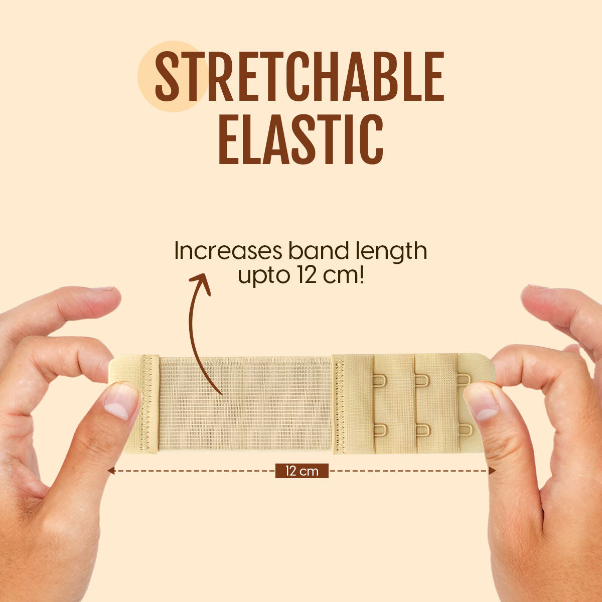 Bra Extender Stretchable Elastic Extension Strap Adjustable Buckle 2 Hook 3 Eye Beige White
