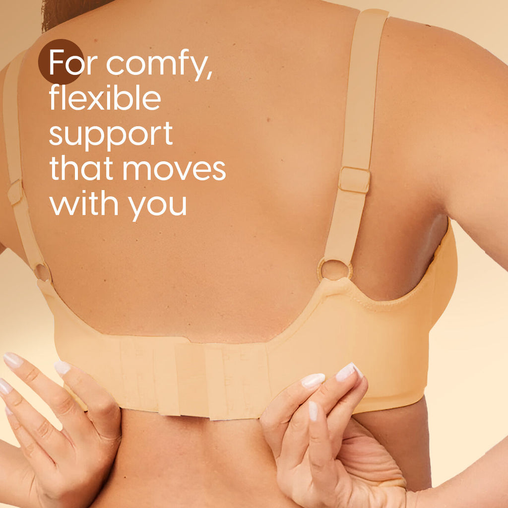 Bra Extender Stretchable Elastic Extension Strap Adjustable Buckle Clasp 3 Hook 3 Eye - Beige
