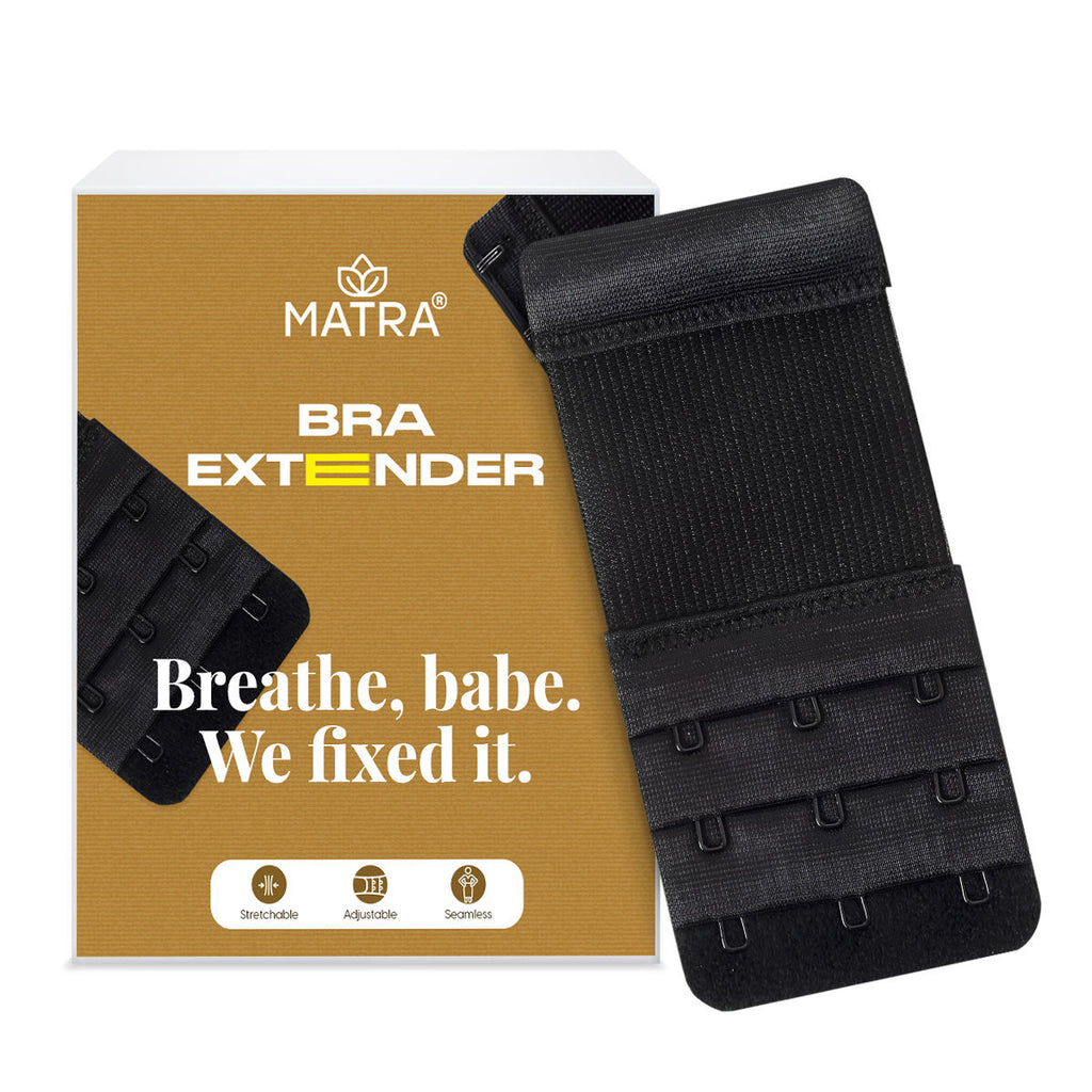 Bra Extender Stretchable Elastic Extension Strap Adjustable Buckle Clasp 3 Hook 3 Eye - Black