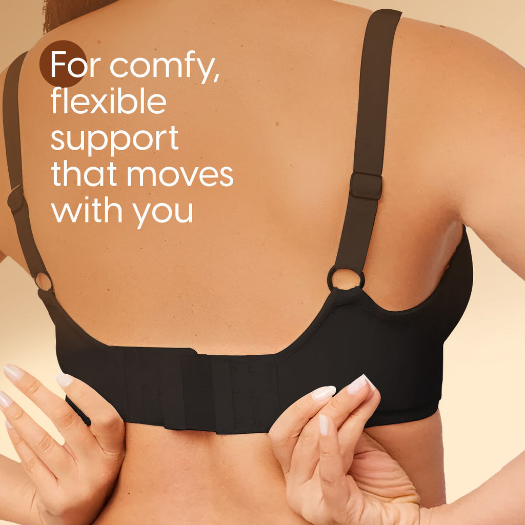 Bra Extender Stretchable Elastic Extension Strap Adjustable Buckle Clasp 3 Hook 3 Eye - Black