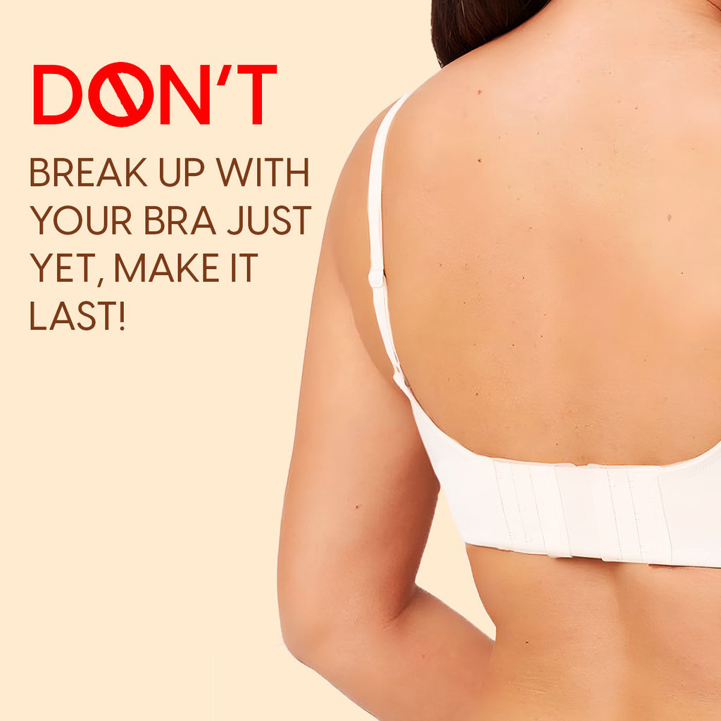 Bra Extender Stretchable Elastic Extension Strap Adjustable Buckle Clasp 3 Hook 3 Eye - White