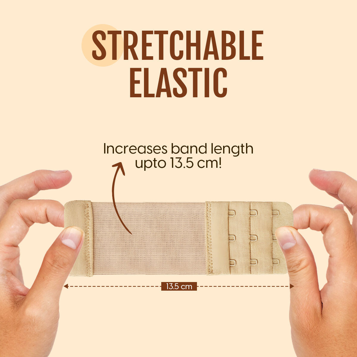 Bra Extender Stretchable Elastic Extension Strap Adjustable Buckle 3 Hook 3 Eye Beige Black