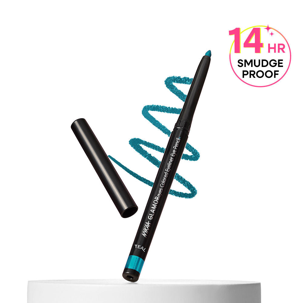 Nykaa GLAMOReyes Waterproof & Smudgeproof Colored Kajal Eyeliner Eye Pencil - Teal