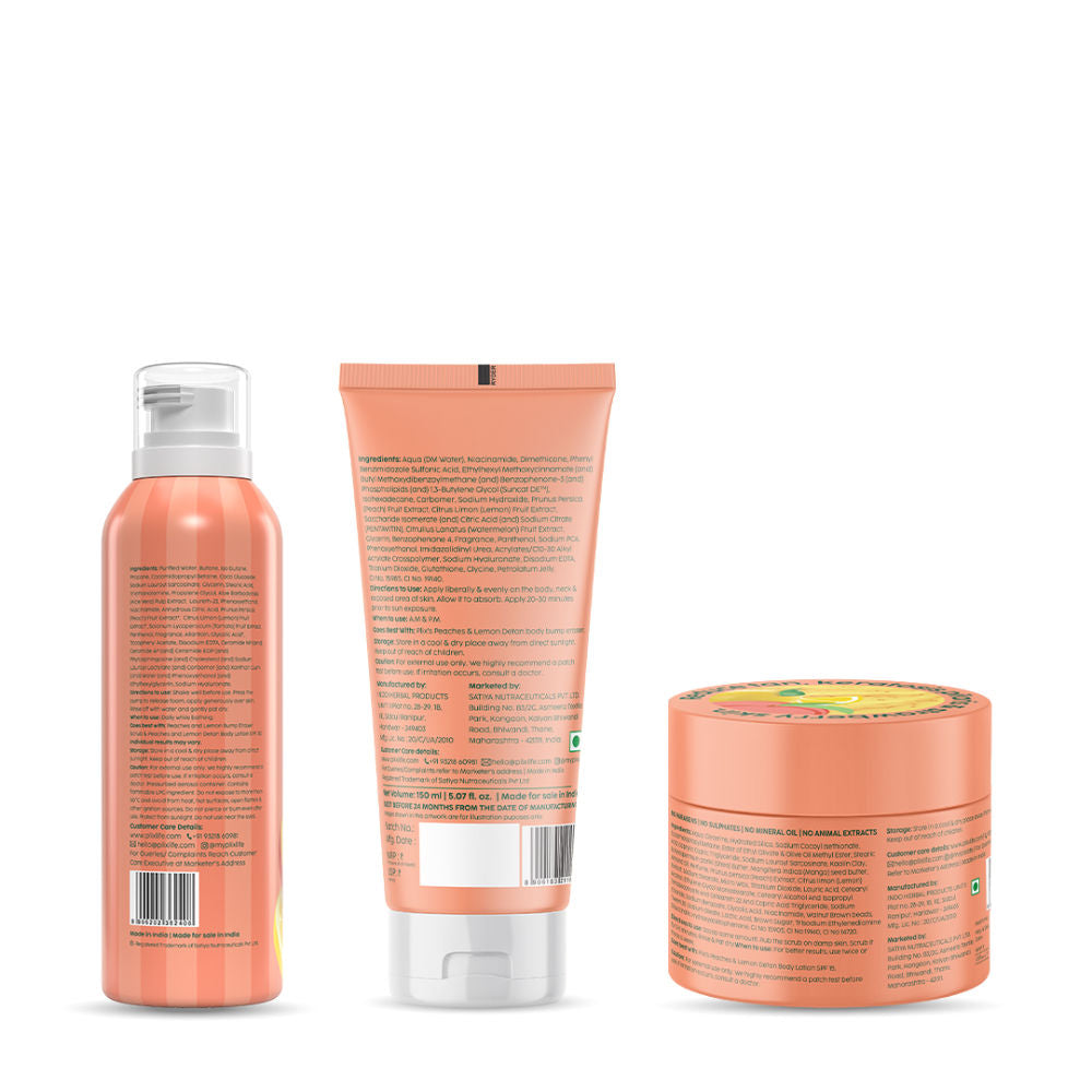 Peaches & Lemon De-Tan Body Trio For Smooth & Hydrated Skin