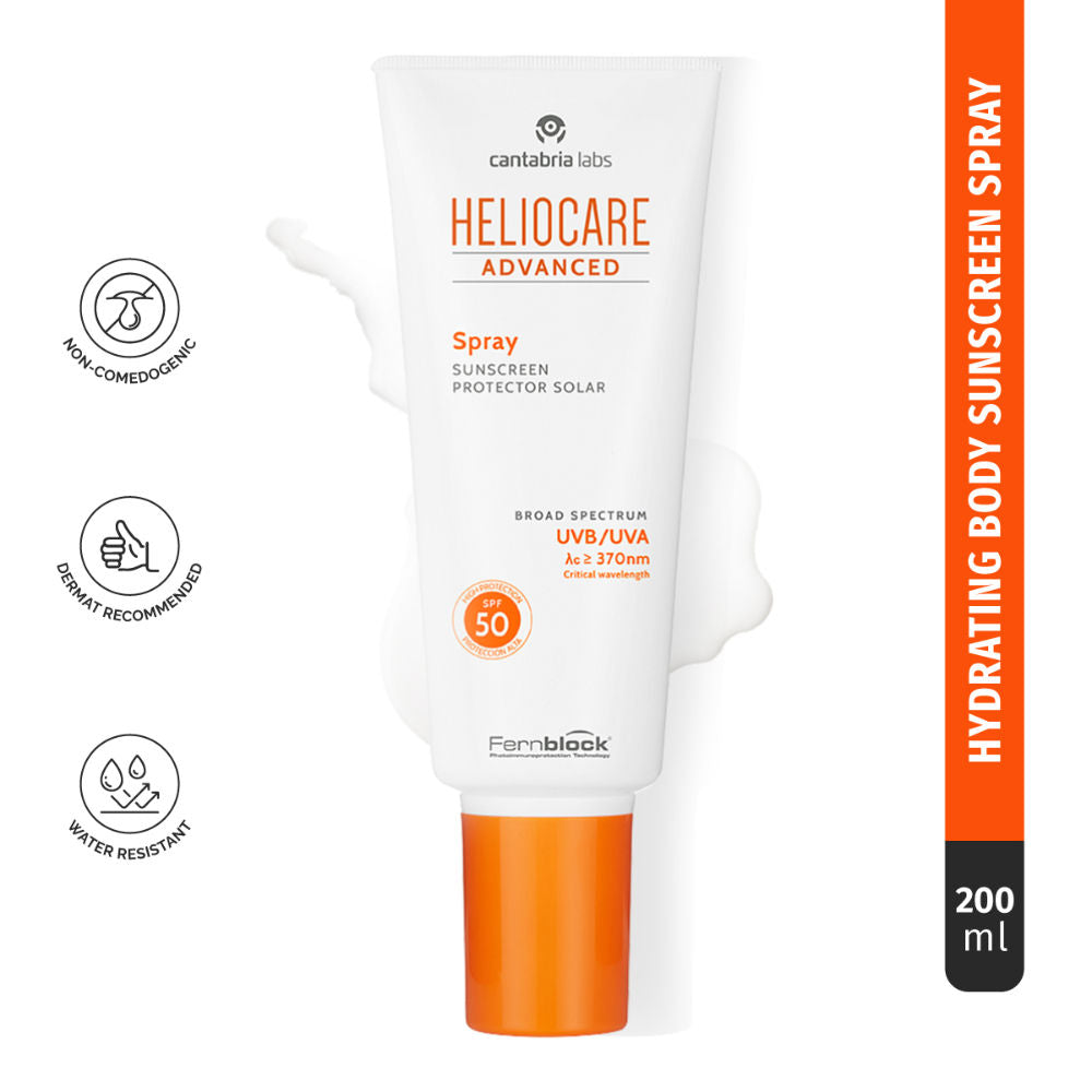 Body Sunscreen Spray SPF 50 Broad Spectrum, New Gen Uv Filters, Dewy Finish