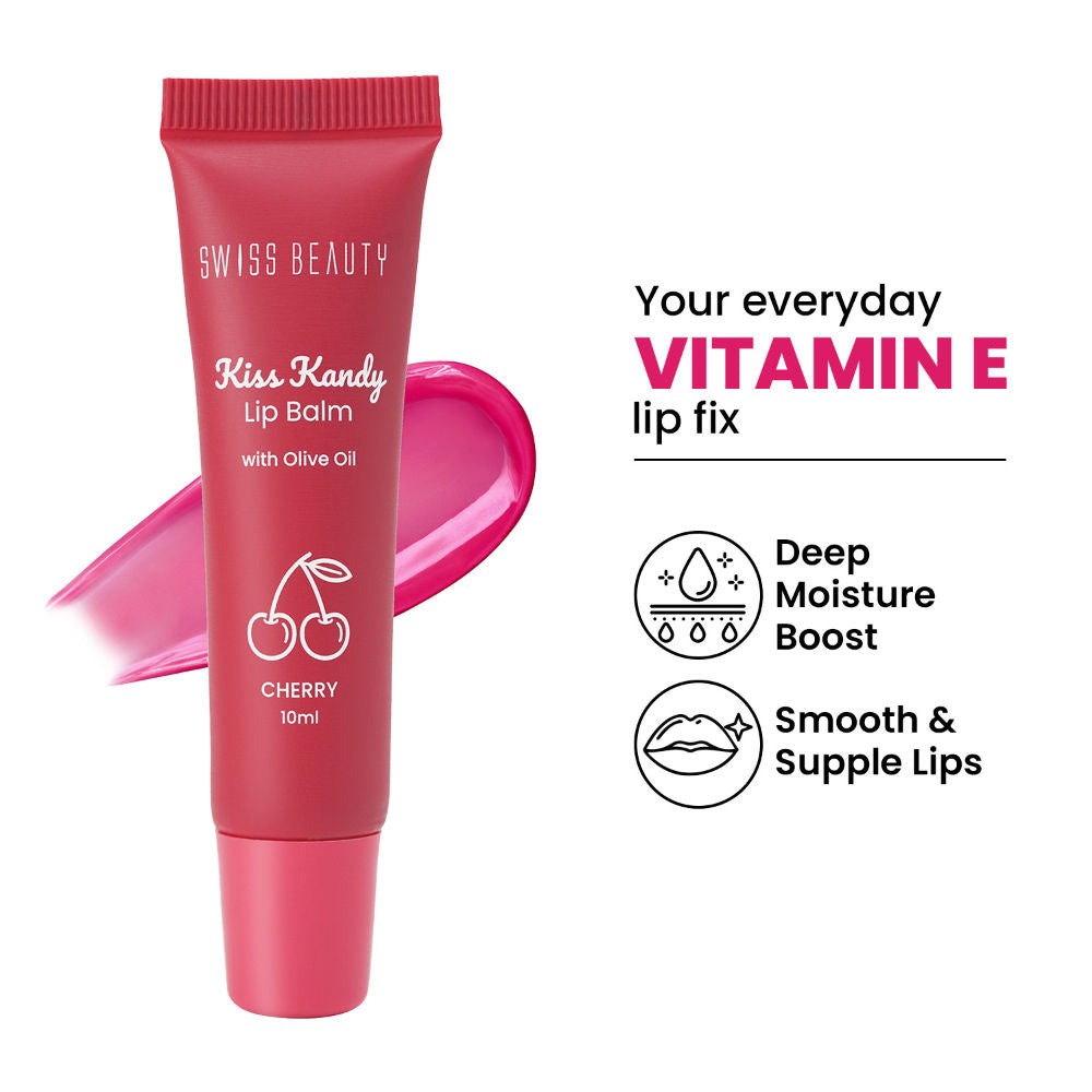 Kiss Kandy Tinted Lip Balm, Non-Sticky with Olive Oil & Vitamin E