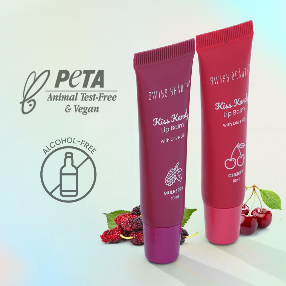 Kiss Kandy Tinted Lip Balm, Non-Sticky with Olive Oil & Vitamin E